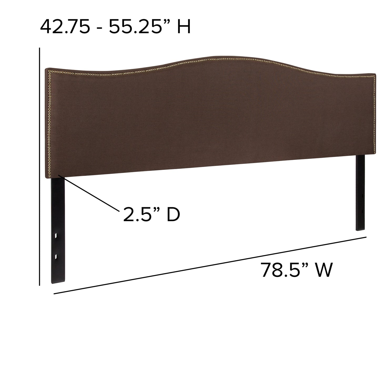 King Headboard-Brown Fabric HG-HB1707-K-DBR-GG