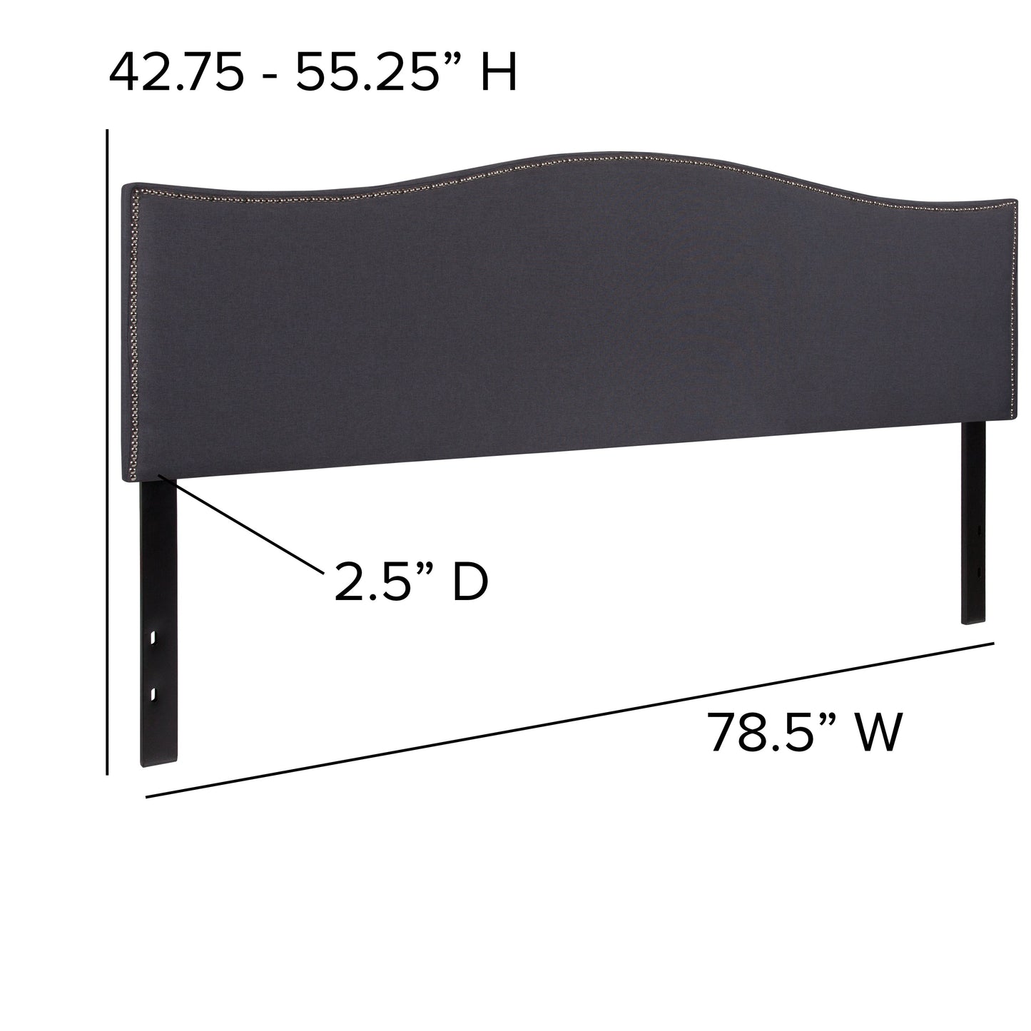 King Headboard-Gray Fabric HG-HB1707-K-DG-GG