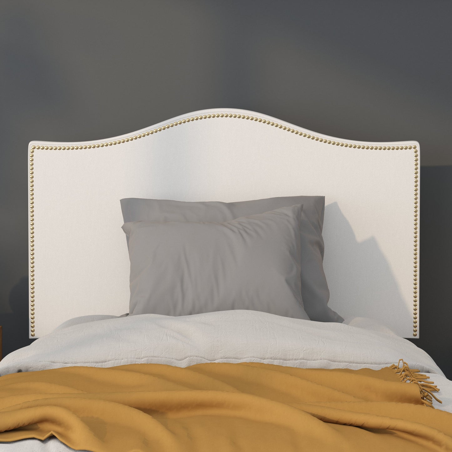 Twin Headboard-White Fabric HG-HB1707-T-W-GG