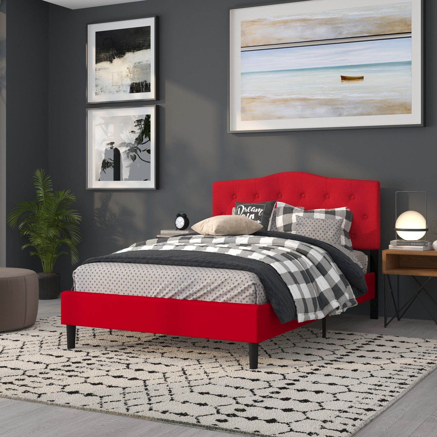 Full Headboard-Red Fabric HG-HB1708-F-R-GG