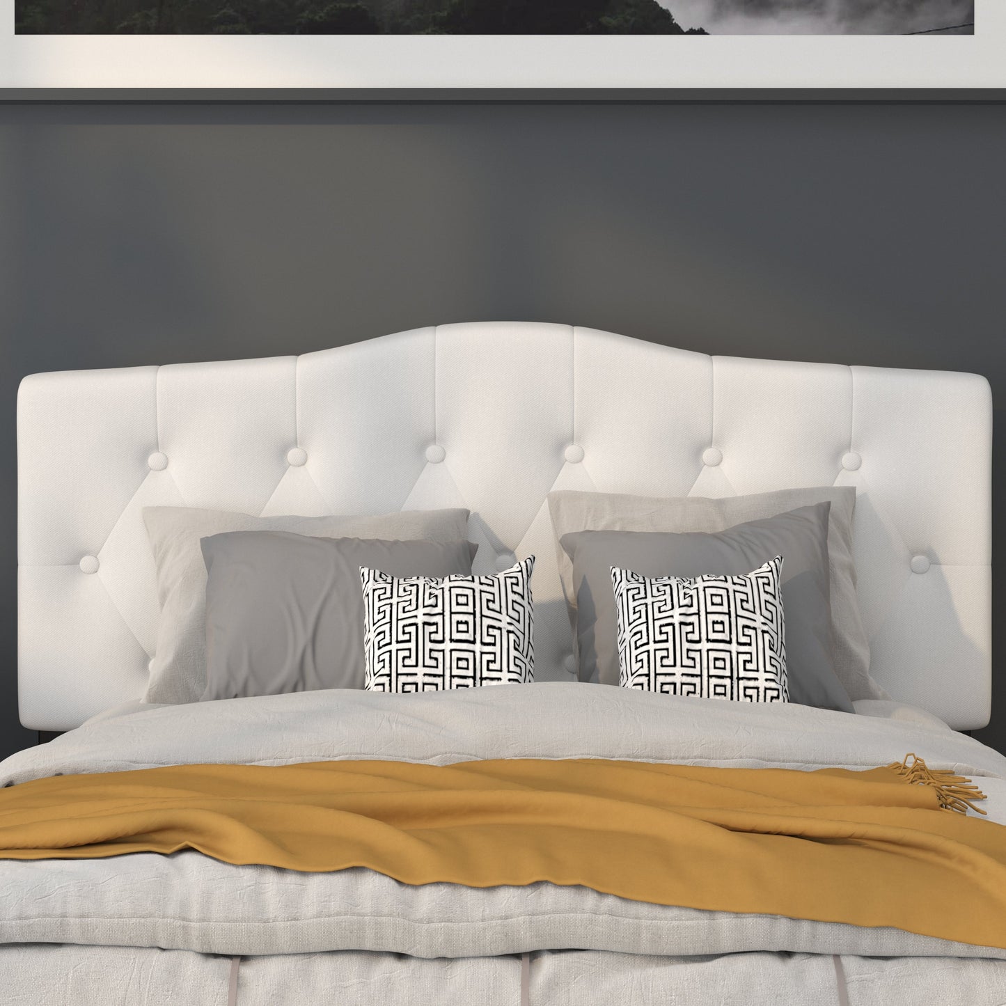 Full Headboard-White Fabric HG-HB1708-F-W-GG