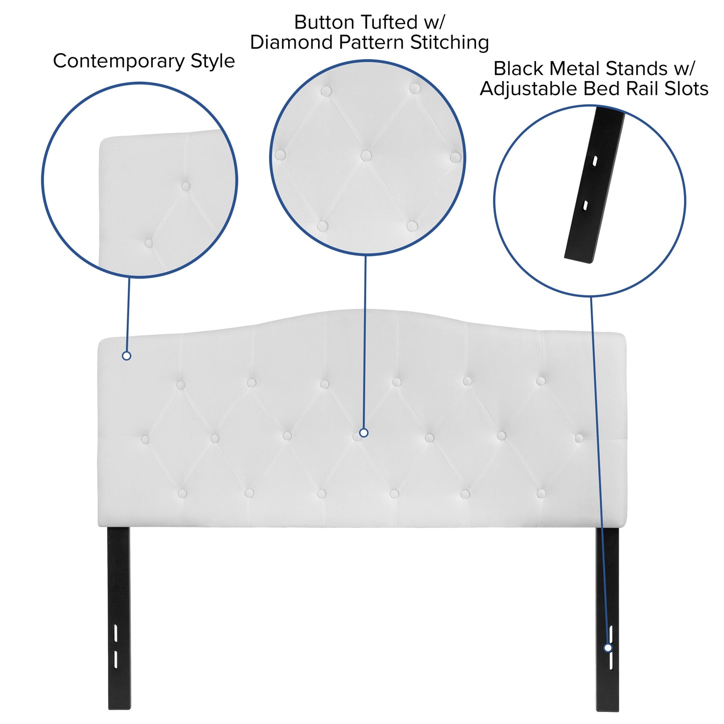 Full Headboard-White Fabric HG-HB1708-F-W-GG