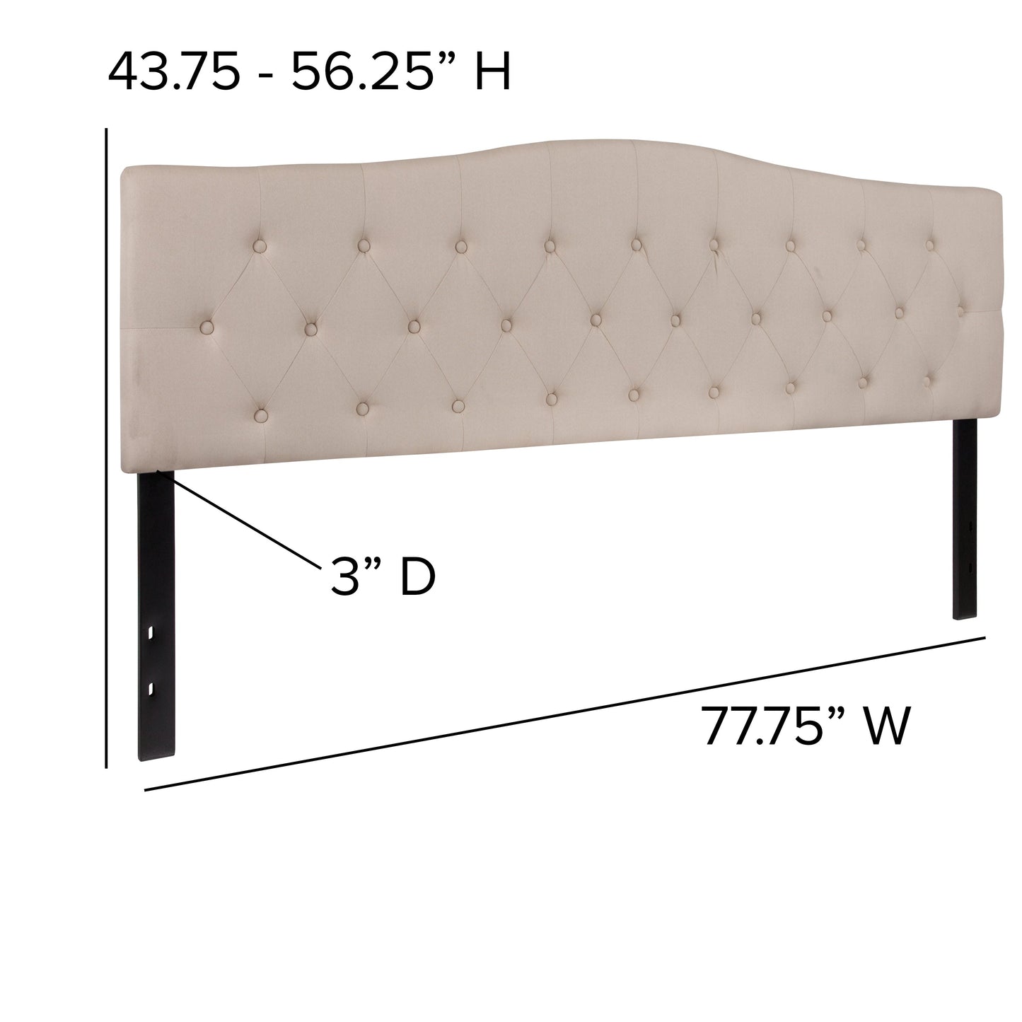 King Headboard-Beige Fabric HG-HB1708-K-B-GG