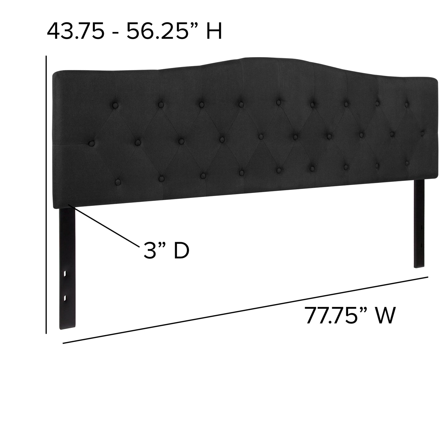 King Headboard-Black Fabric HG-HB1708-K-BK-GG