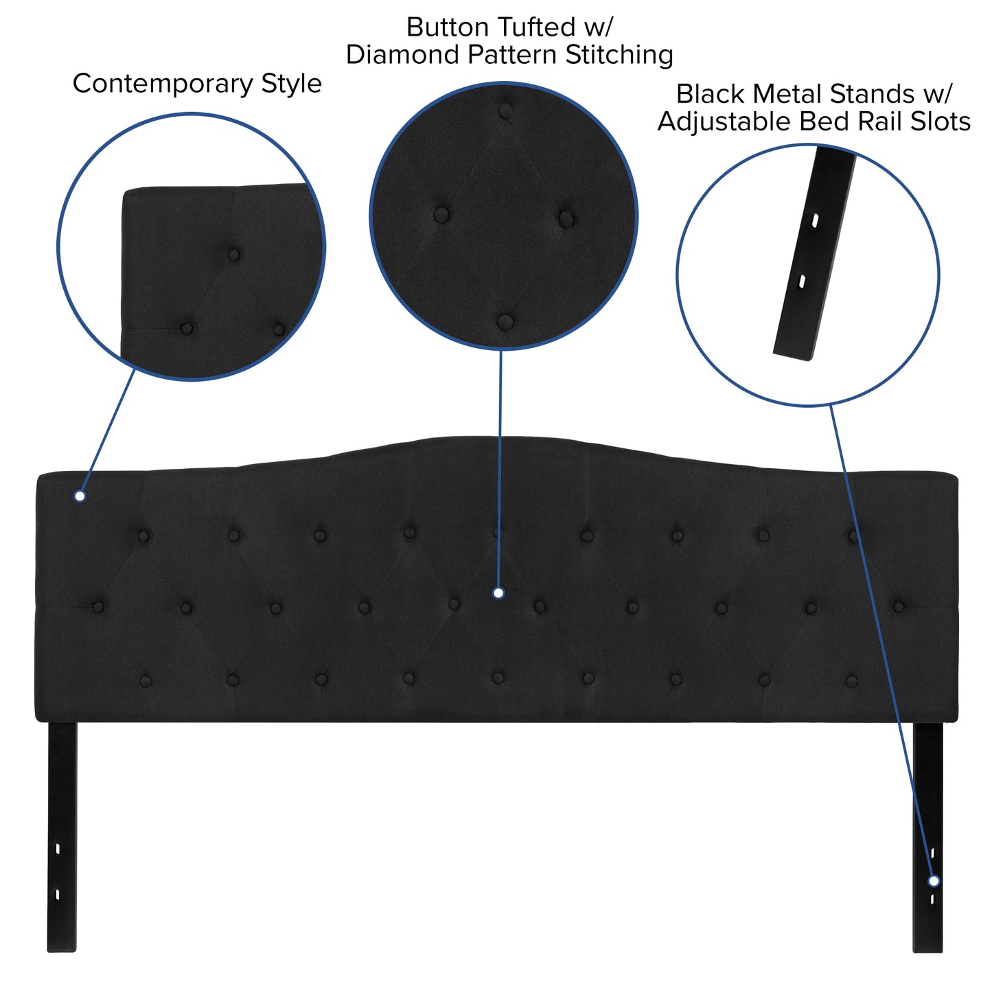 King Headboard-Black Fabric HG-HB1708-K-BK-GG