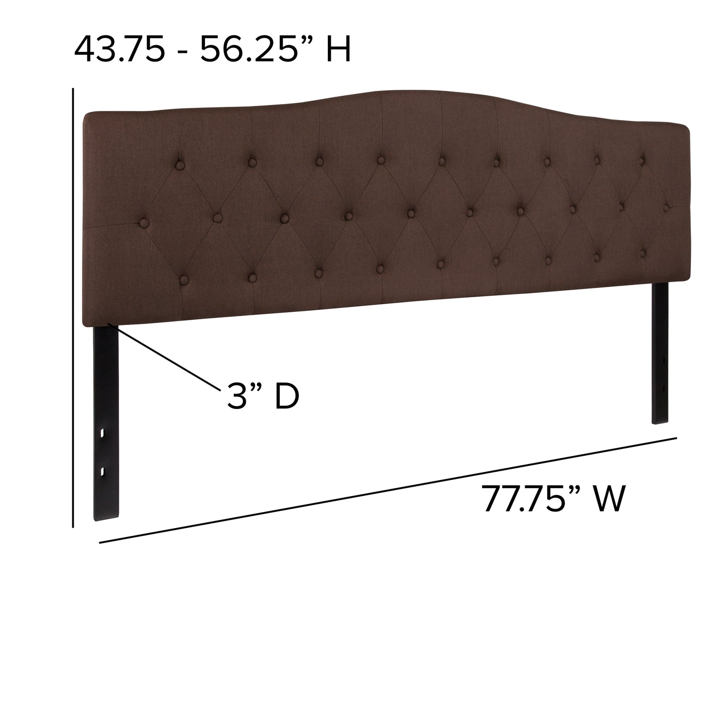 King Headboard-Brown Fabric HG-HB1708-K-DBR-GG