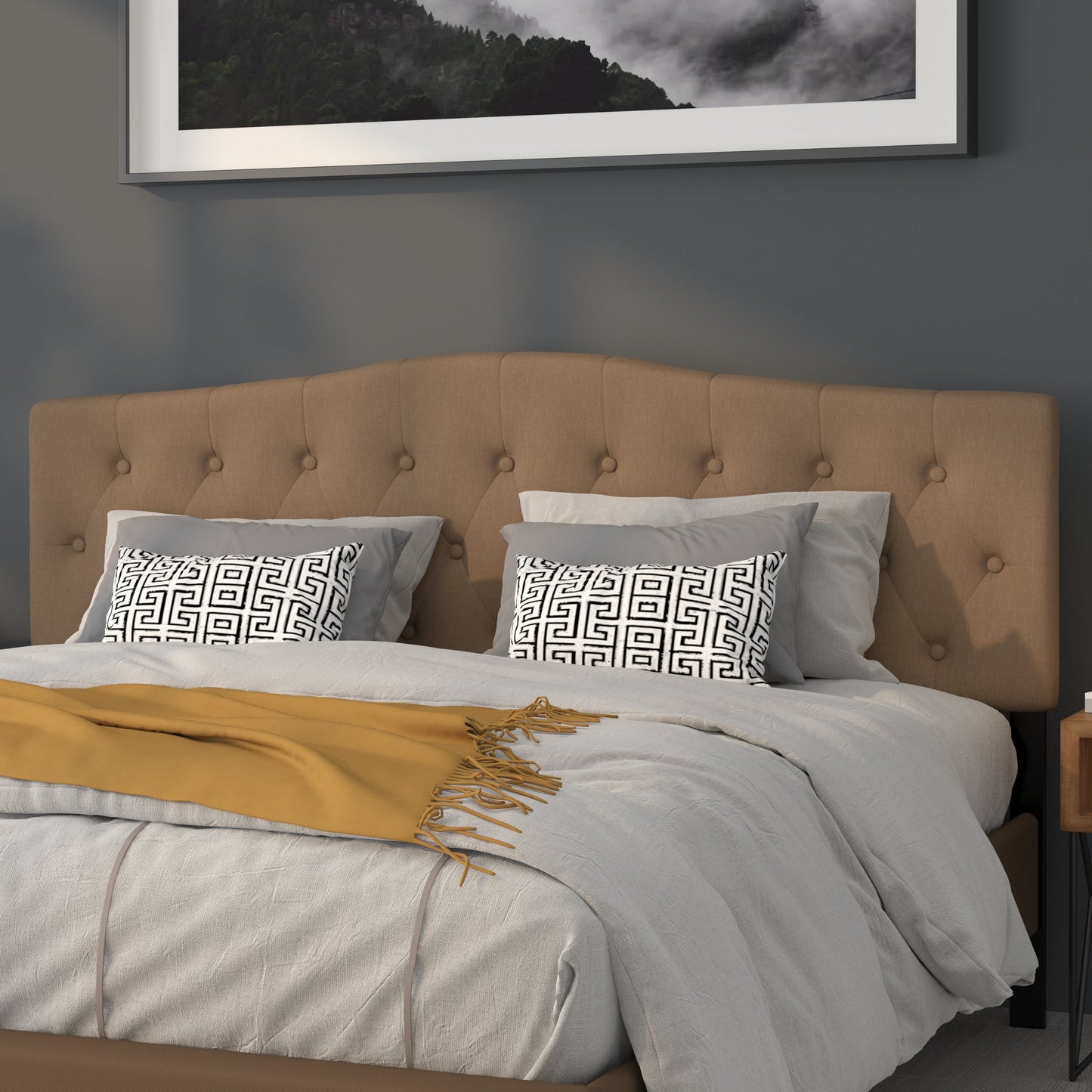 King Headboard-Brown Fabric HG-HB1708-K-DBR-GG