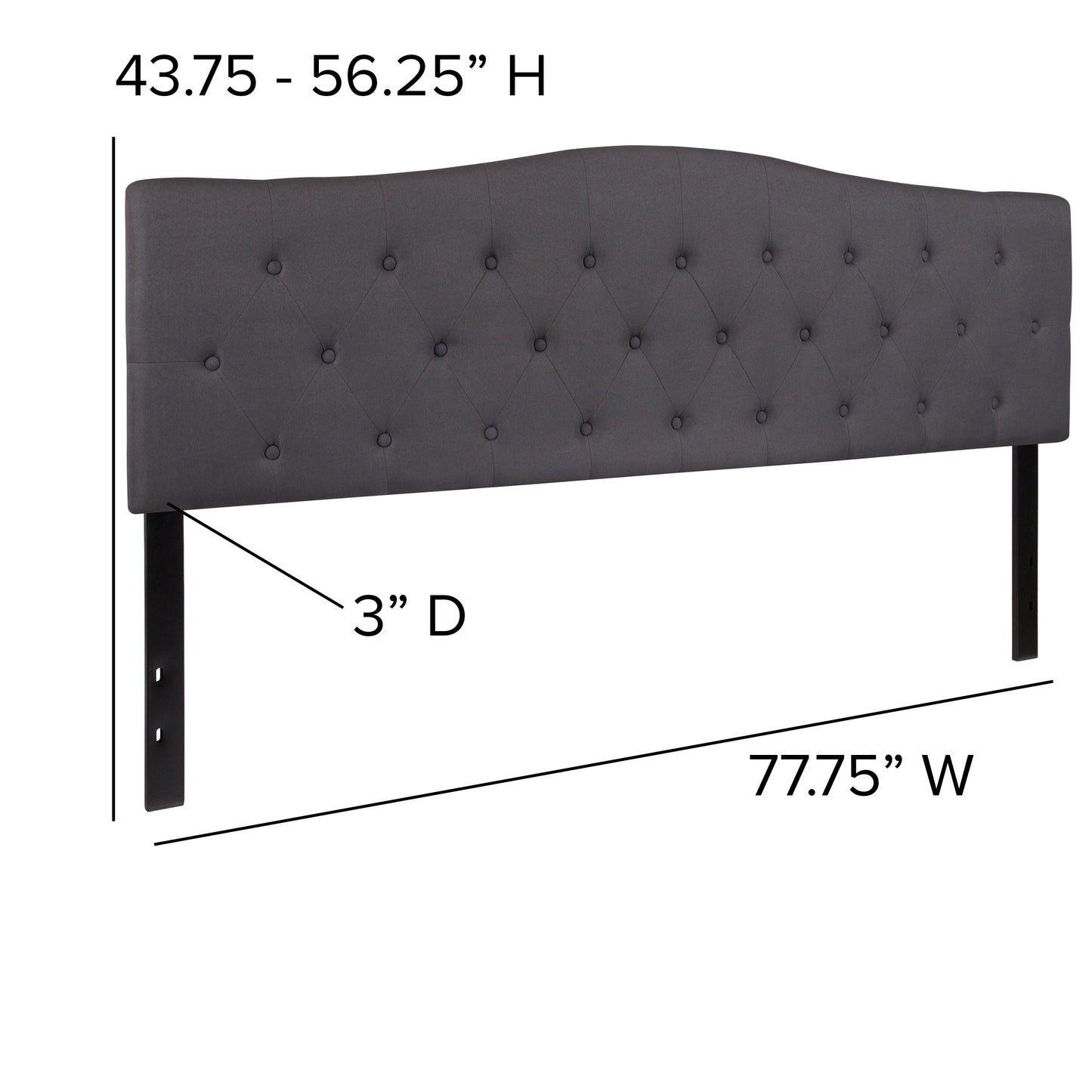 King Headboard-Gray Fabric HG-HB1708-K-DG-GG