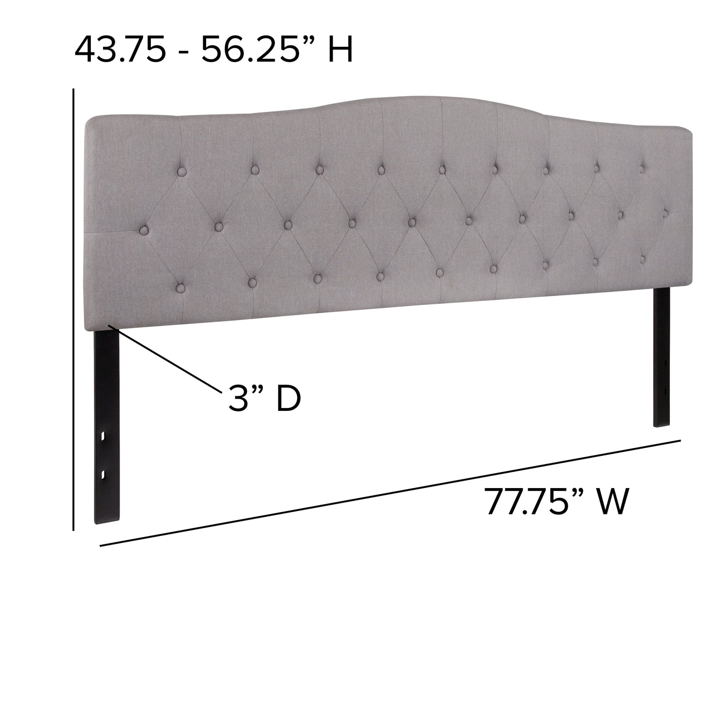 King Headboard-Gray Fabric HG-HB1708-K-LG-GG