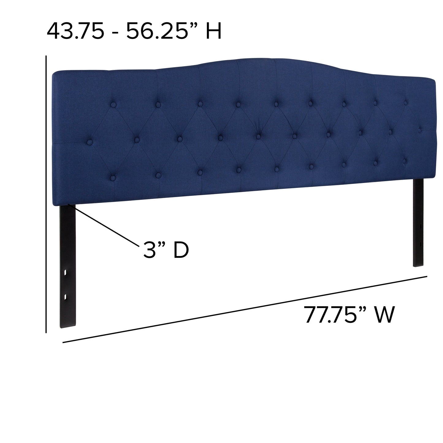 King Headboard-Navy Fabric HG-HB1708-K-N-GG