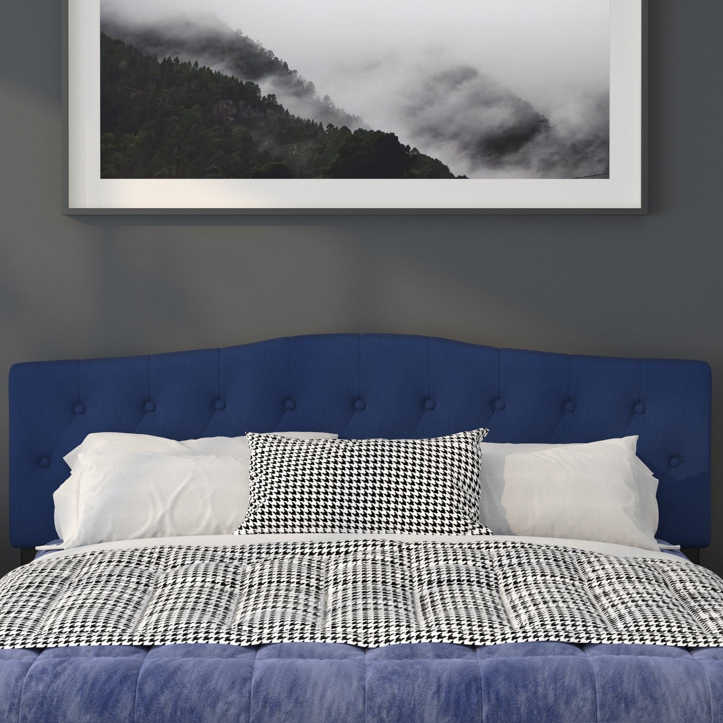 King Headboard-Navy Fabric HG-HB1708-K-N-GG