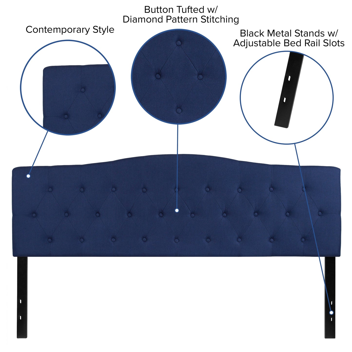 King Headboard-Navy Fabric HG-HB1708-K-N-GG