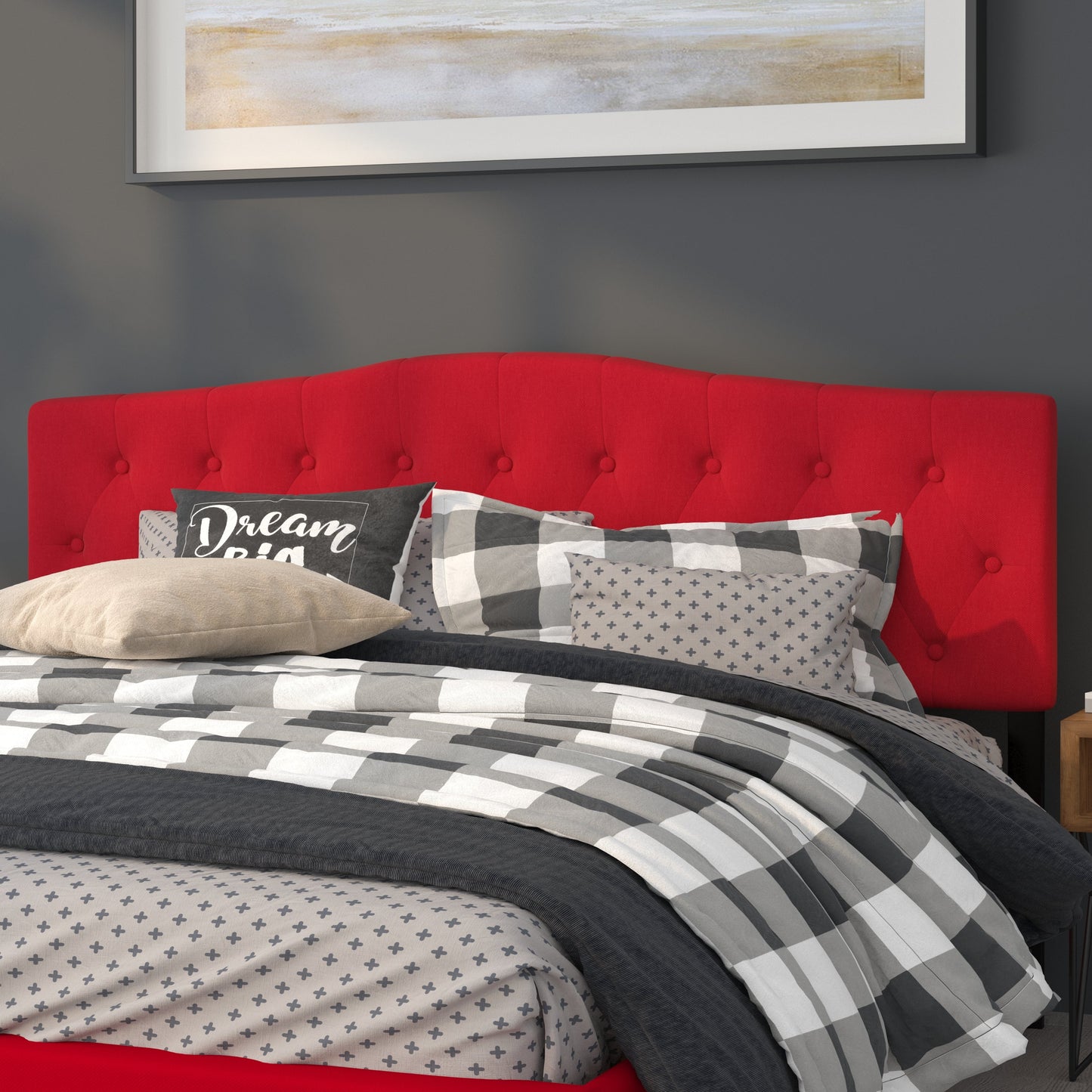 King Headboard-Red Fabric HG-HB1708-K-R-GG