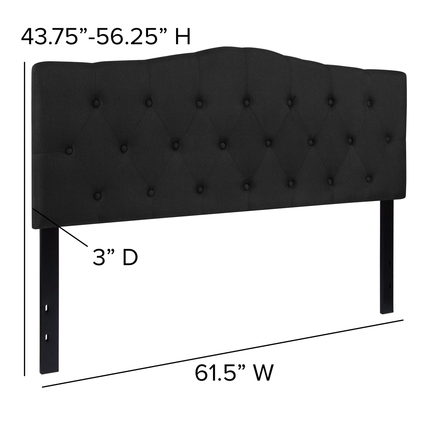 Queen Headboard-Black Fabric HG-HB1708-Q-BK-GG