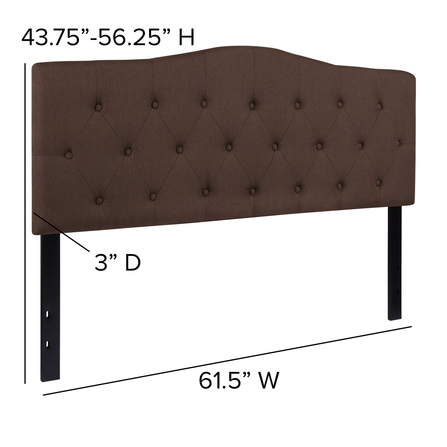 Queen Headboard-Brown Fabric HG-HB1708-Q-DBR-GG