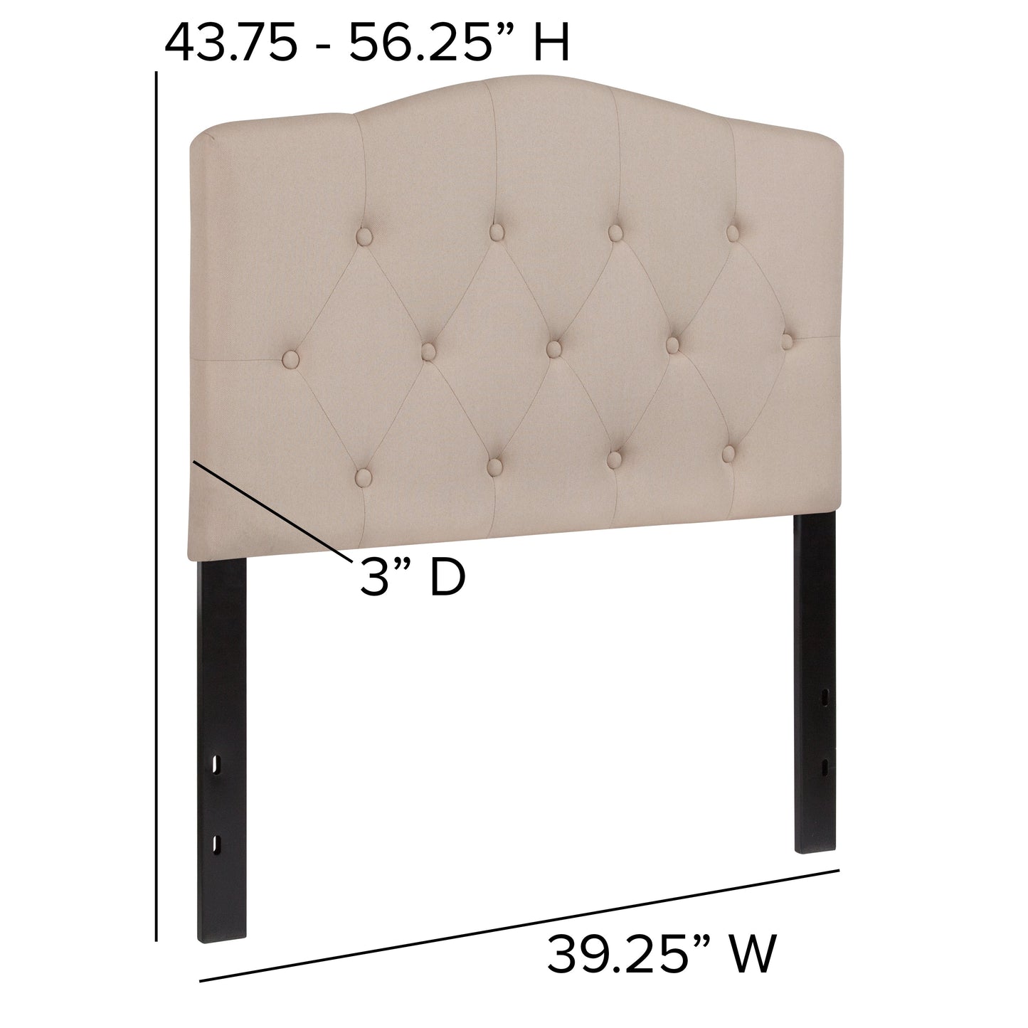 Twin Headboard-Beige Fabric HG-HB1708-T-B-GG