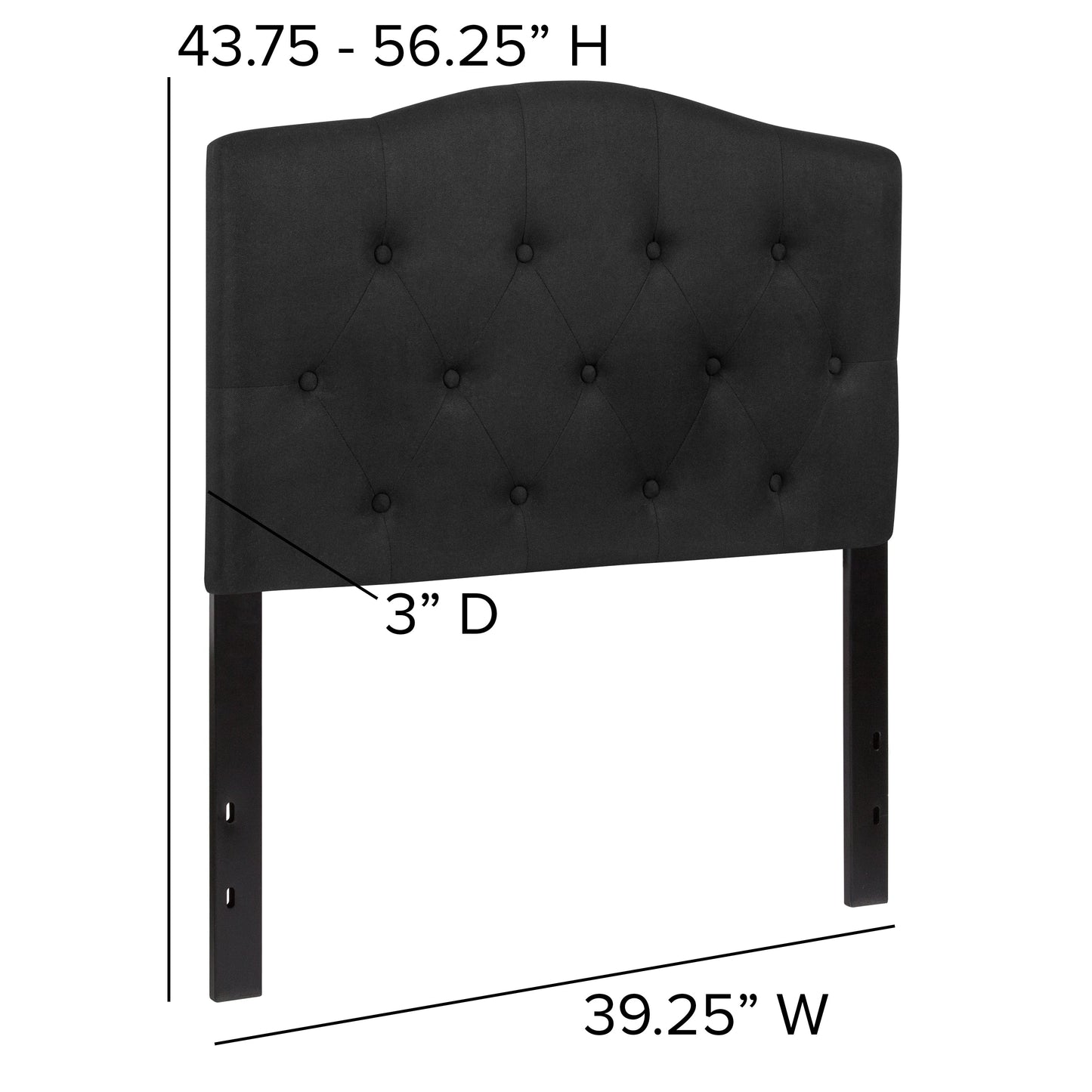 Twin Headboard-Black Fabric HG-HB1708-T-BK-GG