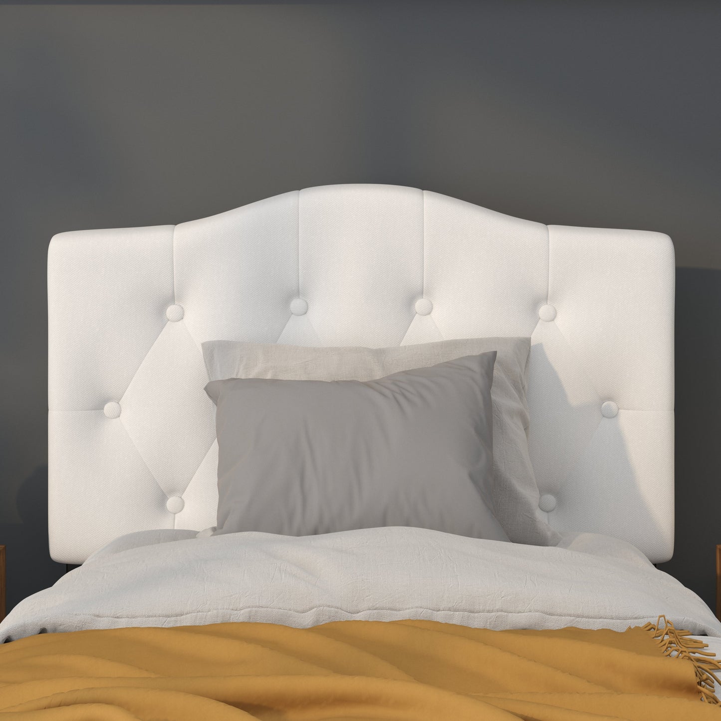 Twin Headboard-White Fabric HG-HB1708-T-W-GG