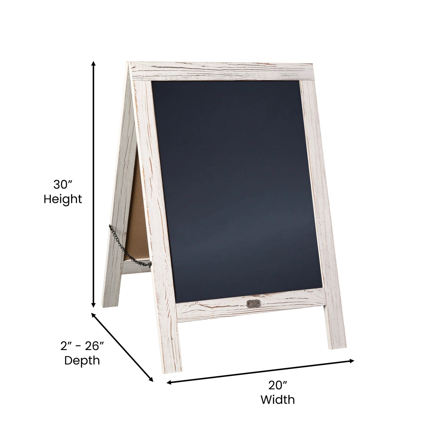 Whitewashed A-Frame Chalkboard HGWA-CB-3020-WHWSH-GG