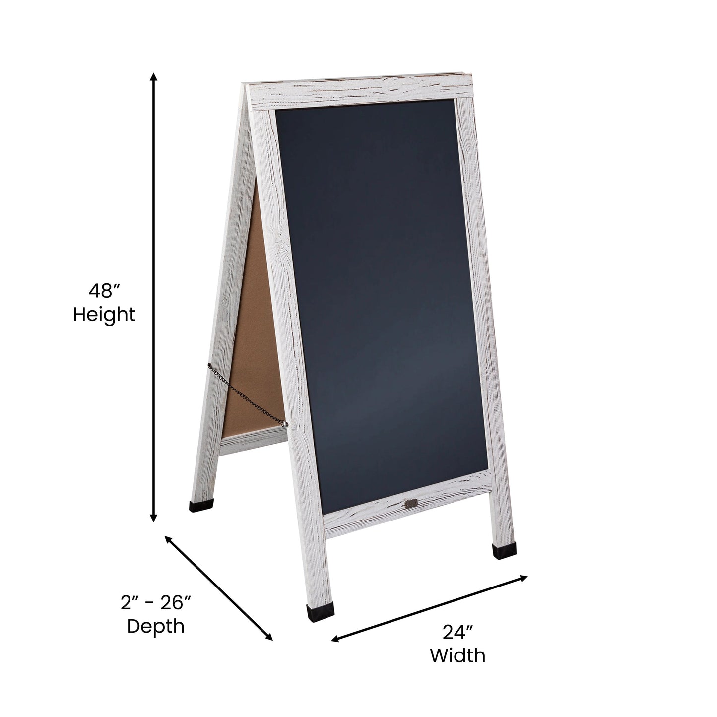 Whitewashed A-Frame Chalkboard HGWA-CB-4824-WHWSH-GG