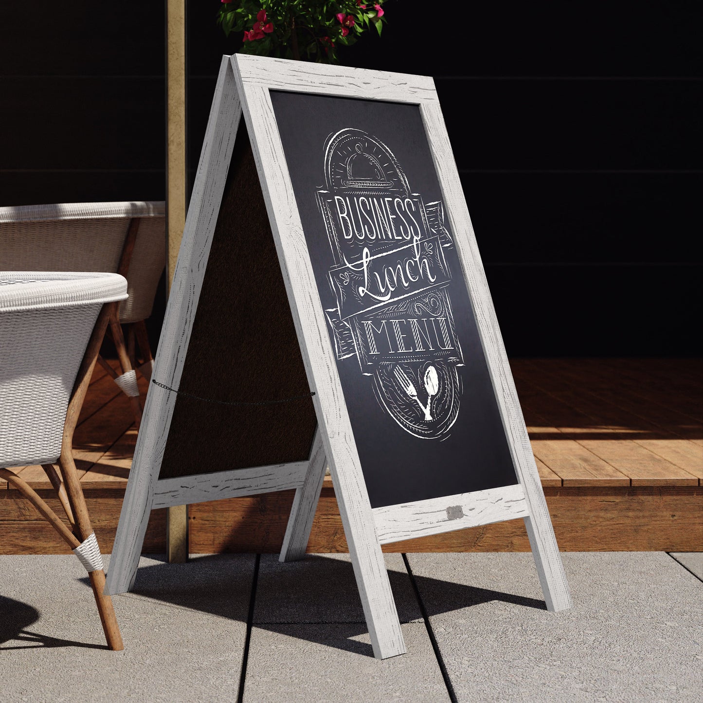 Whitewashed A-Frame Chalkboard HGWA-CB-4824-WHWSH-GG