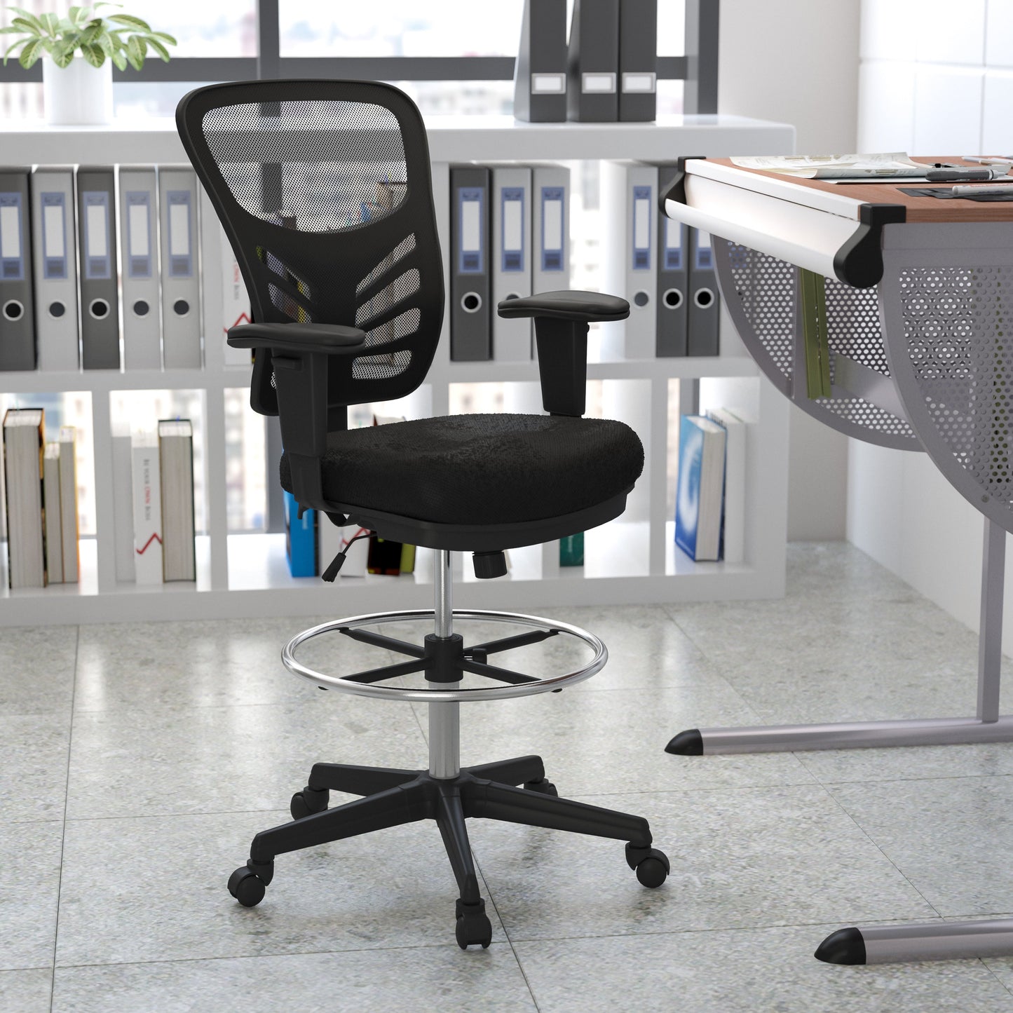 Black Draft Chair-Black Frame HL-0001-1CBLACK-GG