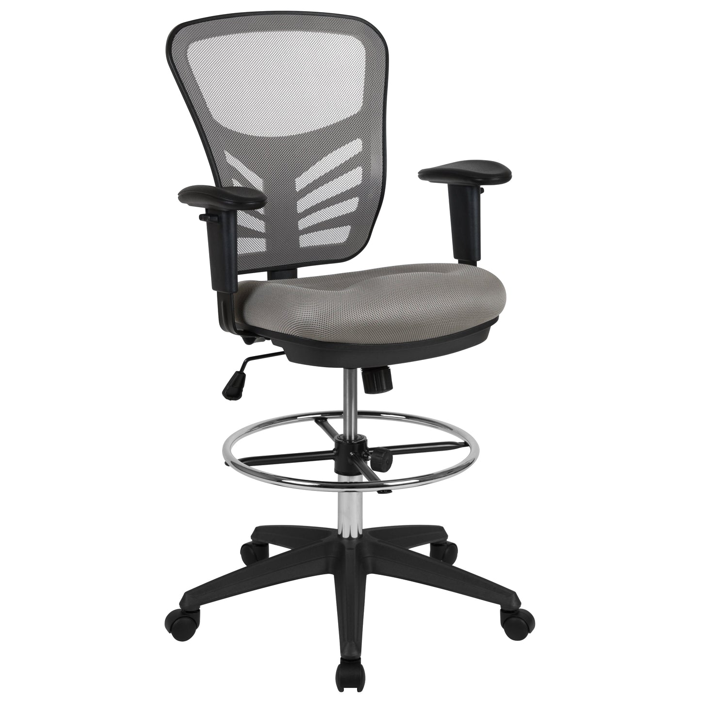 Gray Draft Chair-Black Frame HL-0001-1CBLACK-LTGY-GG