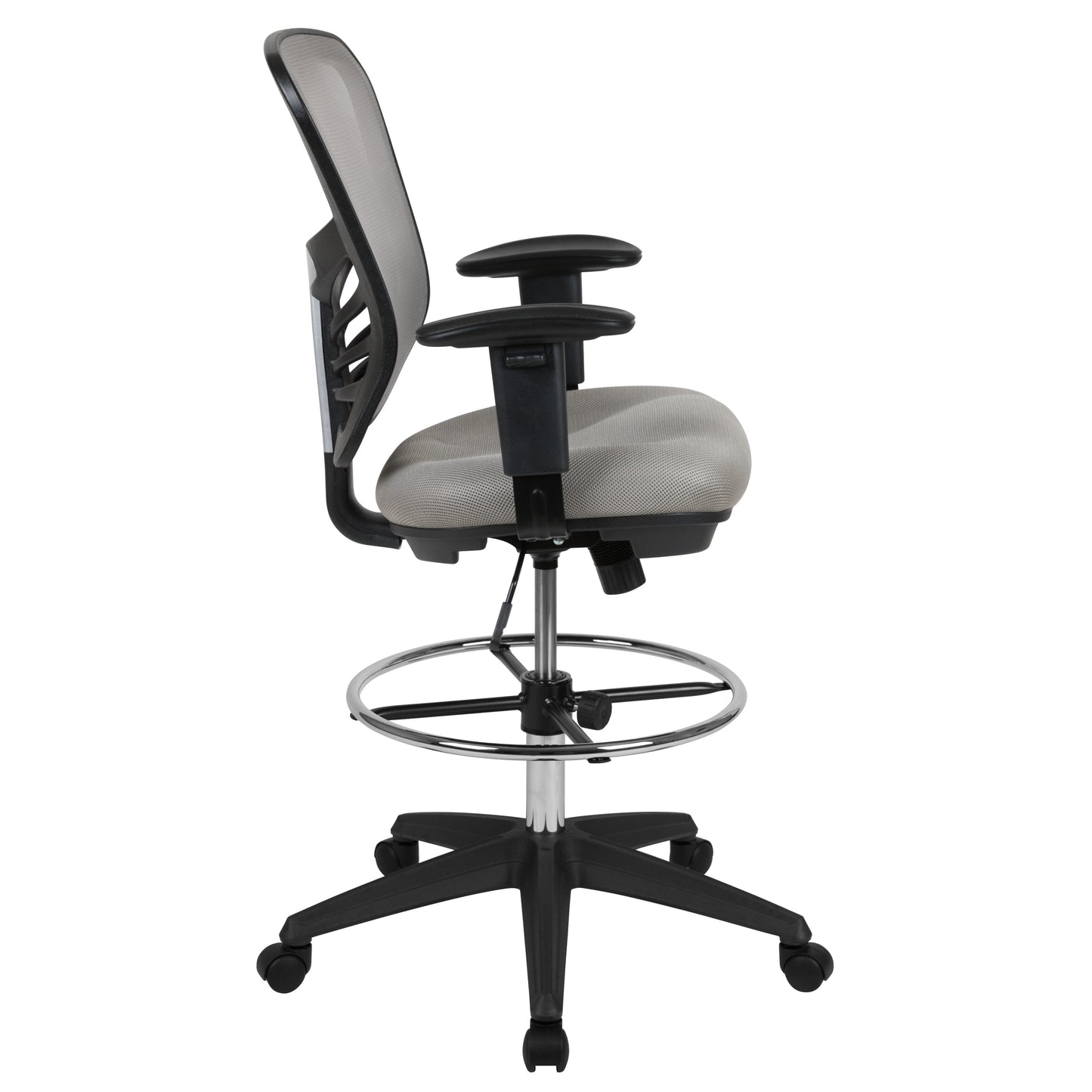 Gray Draft Chair-Black Frame HL-0001-1CBLACK-LTGY-GG