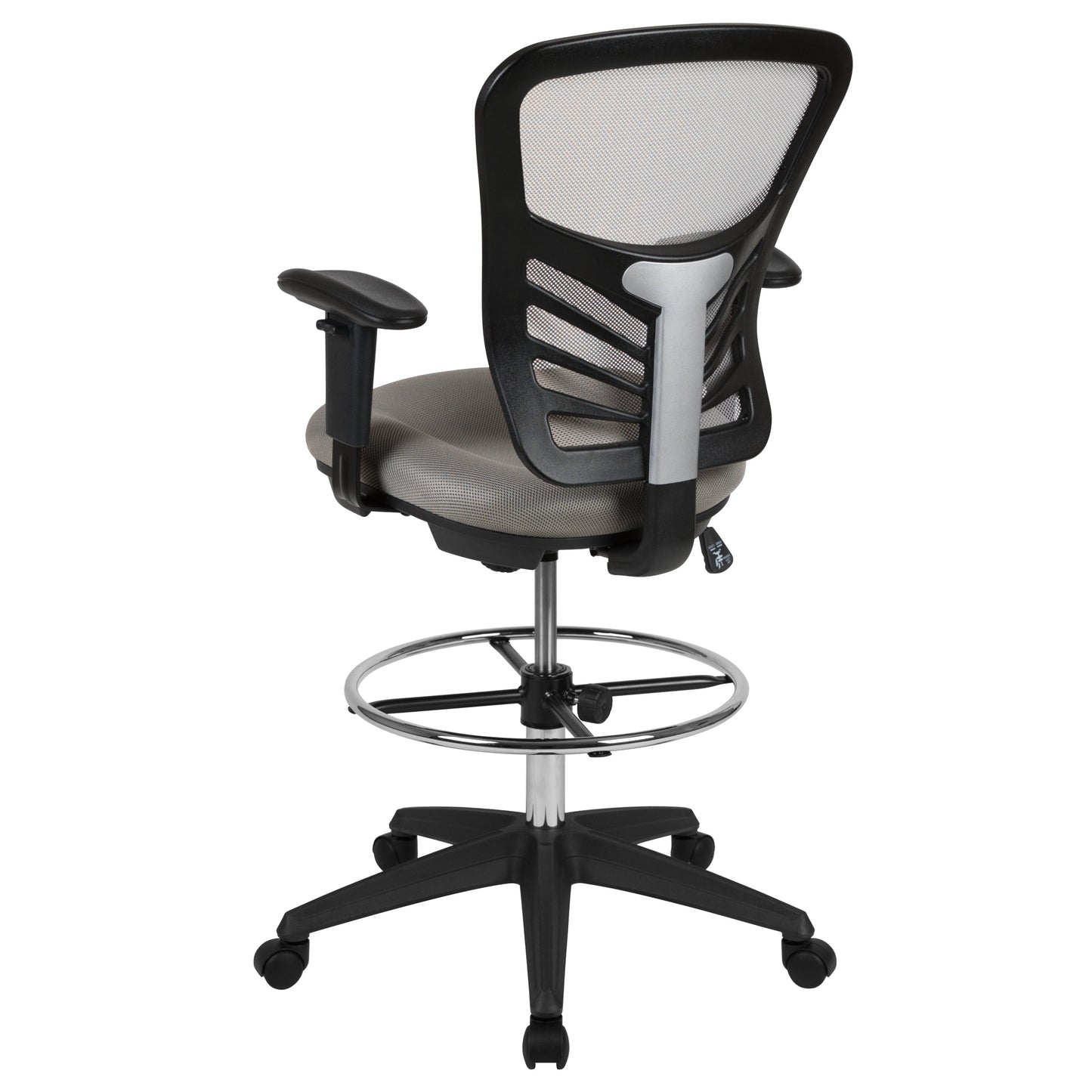 Gray Draft Chair-Black Frame HL-0001-1CBLACK-LTGY-GG