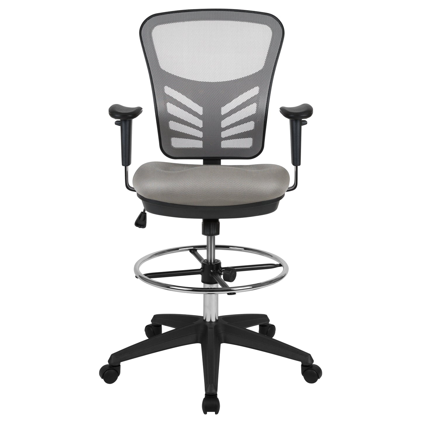 Gray Draft Chair-Black Frame HL-0001-1CBLACK-LTGY-GG