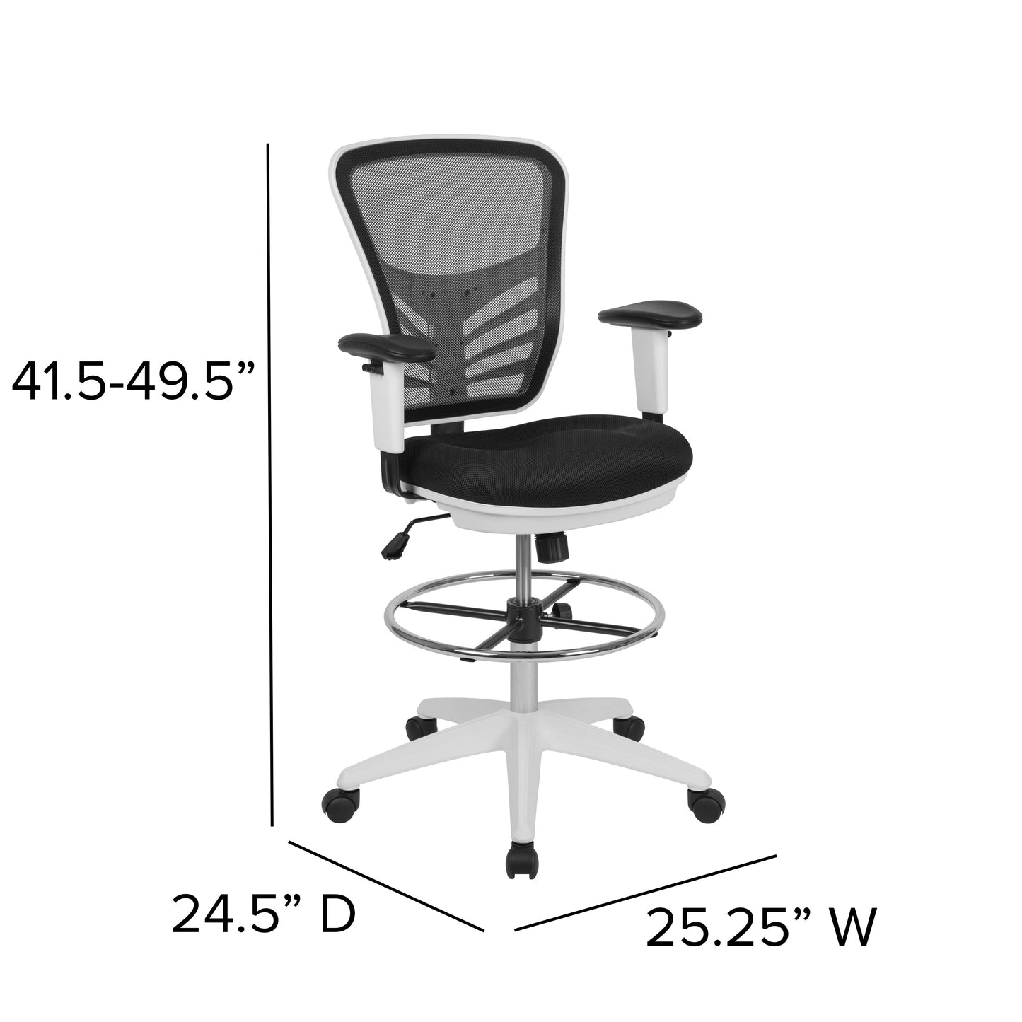 Black Draft Chair-White Frame HL-0001-1CWHITE-GG