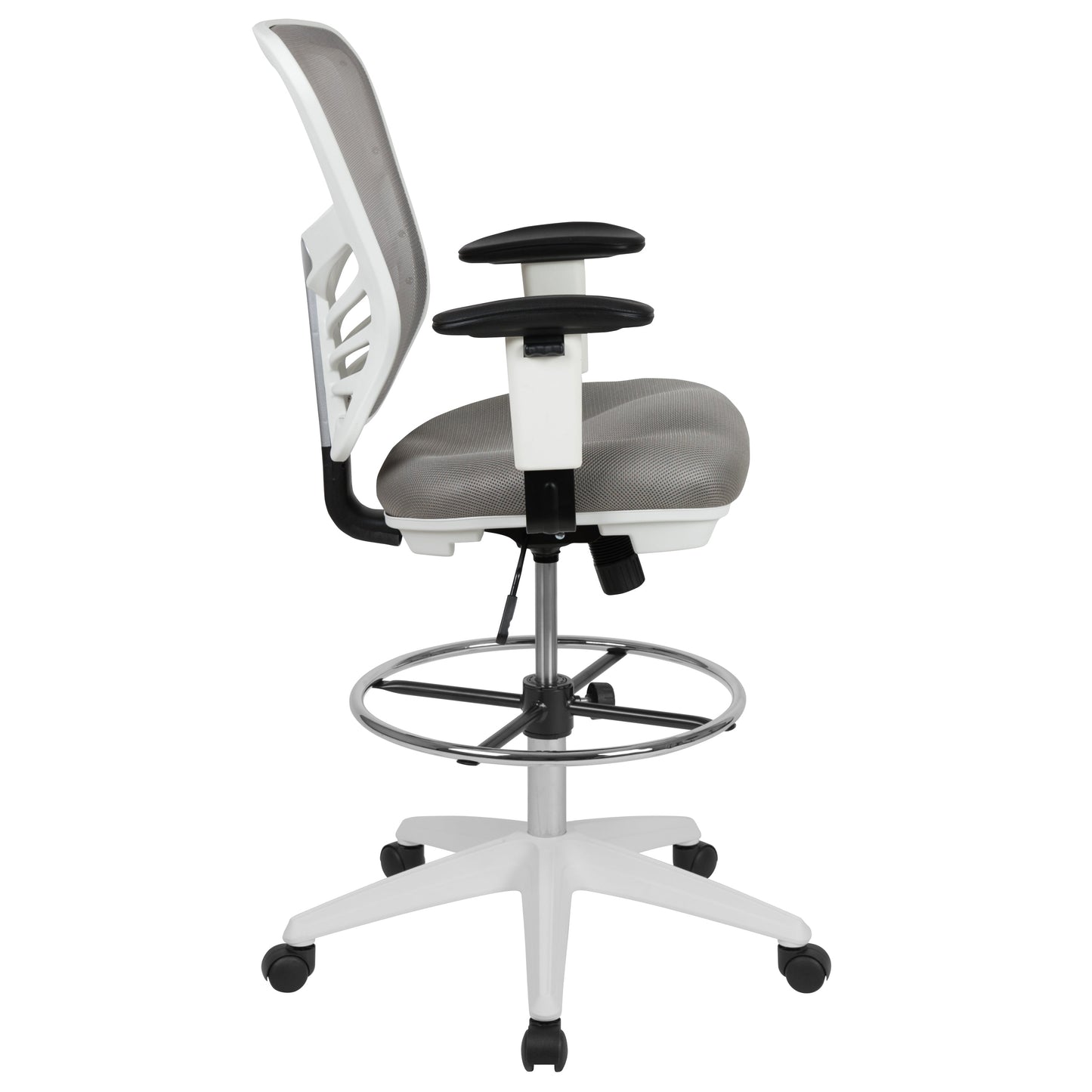 Gray Draft Chair-White Frame HL-0001-1CWHITE-LTGY-GG