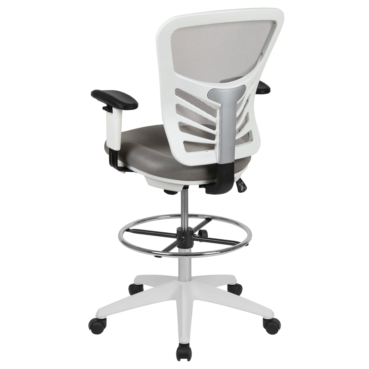 Gray Draft Chair-White Frame HL-0001-1CWHITE-LTGY-GG