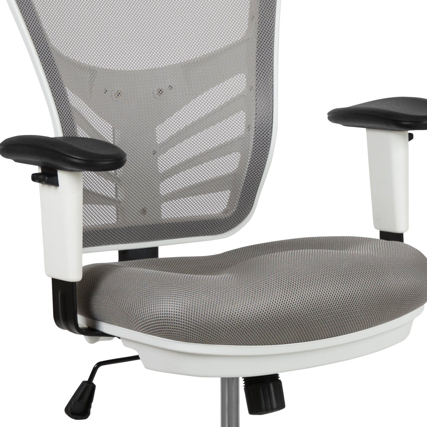 Gray Draft Chair-White Frame HL-0001-1CWHITE-LTGY-GG