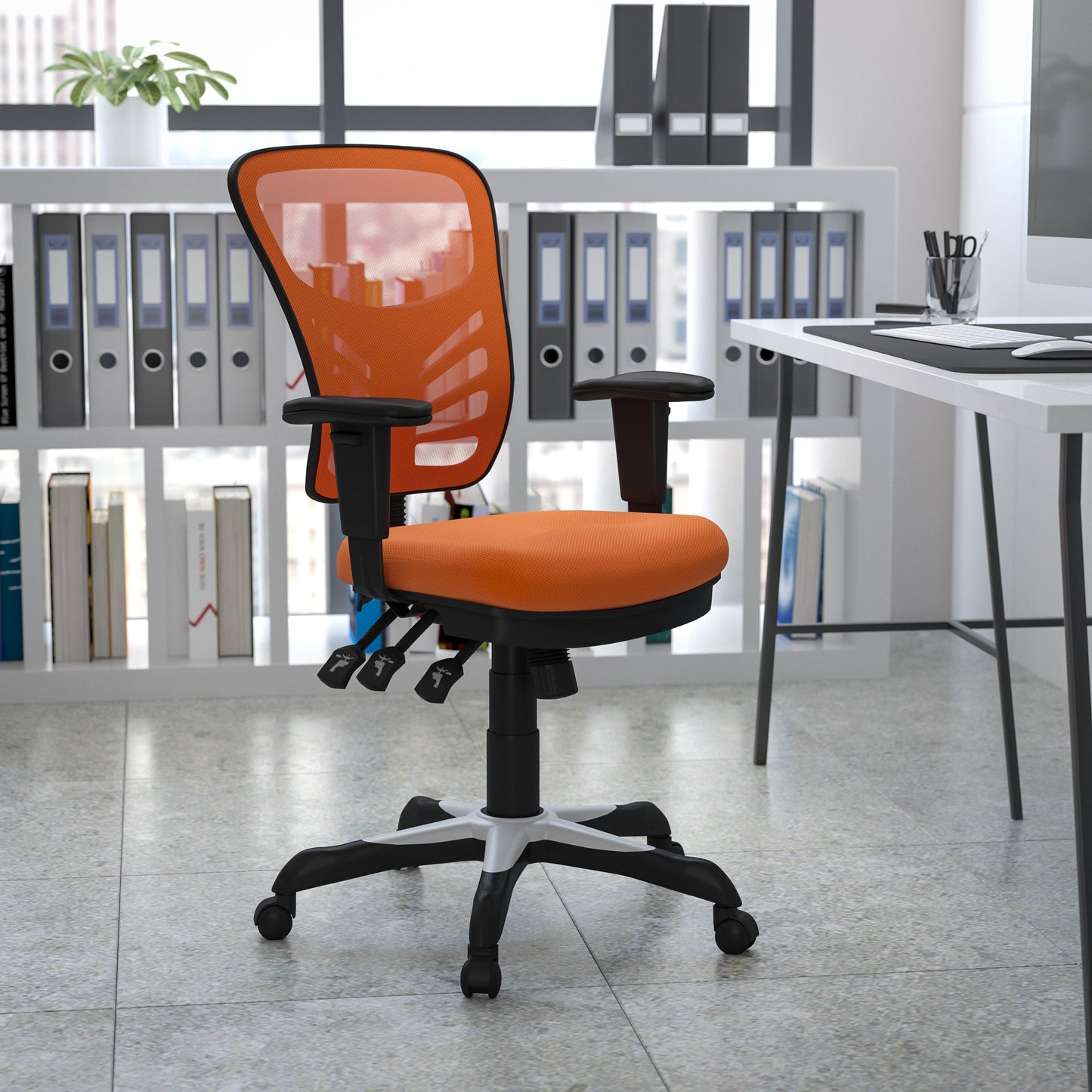 Orange Mid-Back Mesh Chair HL-0001-OR-GG