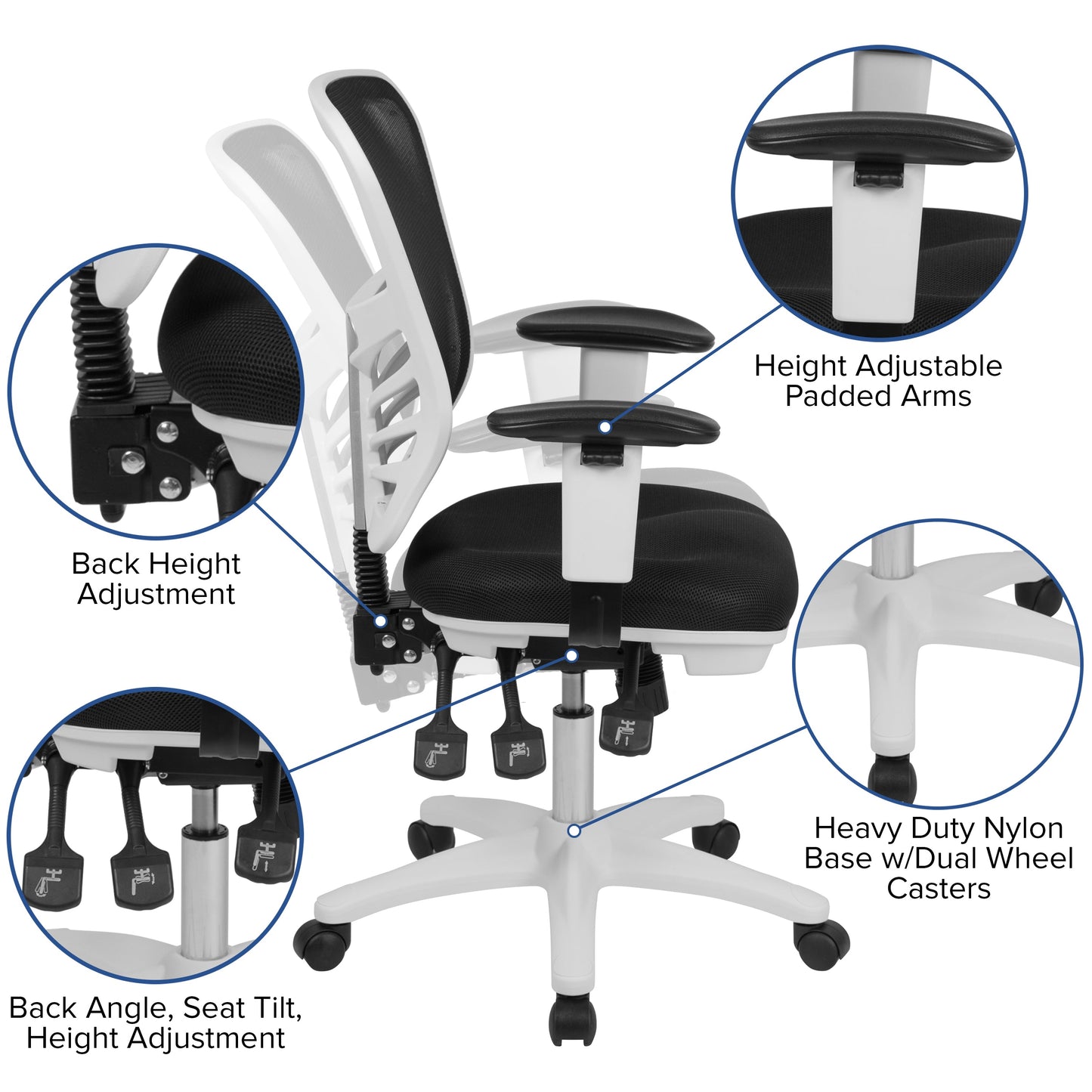 Black/White Mesh Office Chair HL-0001-WH-BK-GG