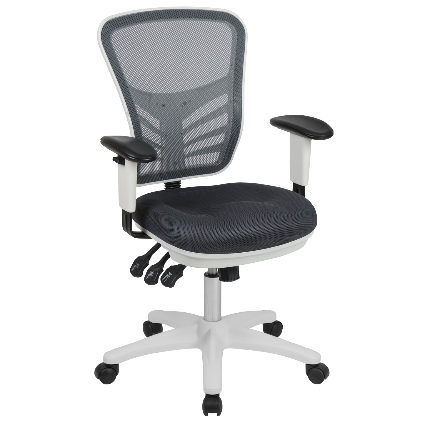 Gray/White Mesh Office Chair HL-0001-WH-DKGY-GG