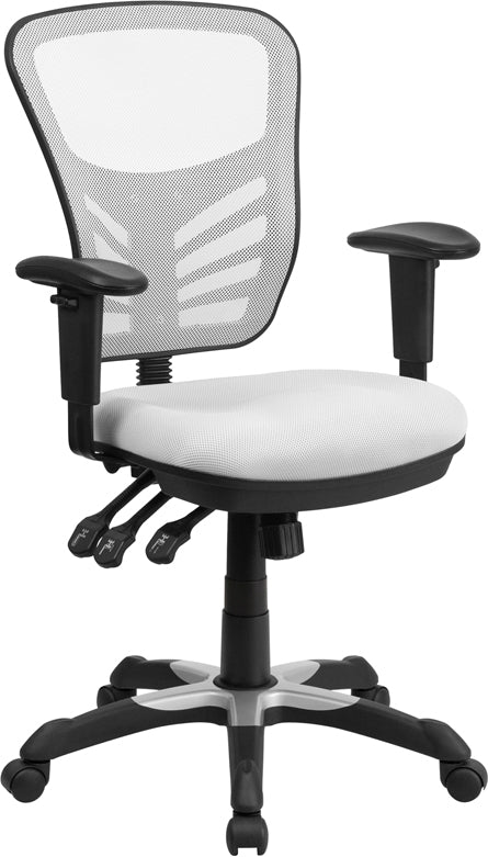 White Mid-Back Mesh Chair HL-0001-WH-GG