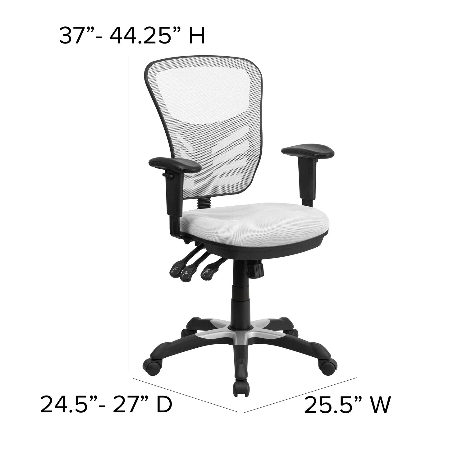 White Mid-Back Mesh Chair HL-0001-WH-GG