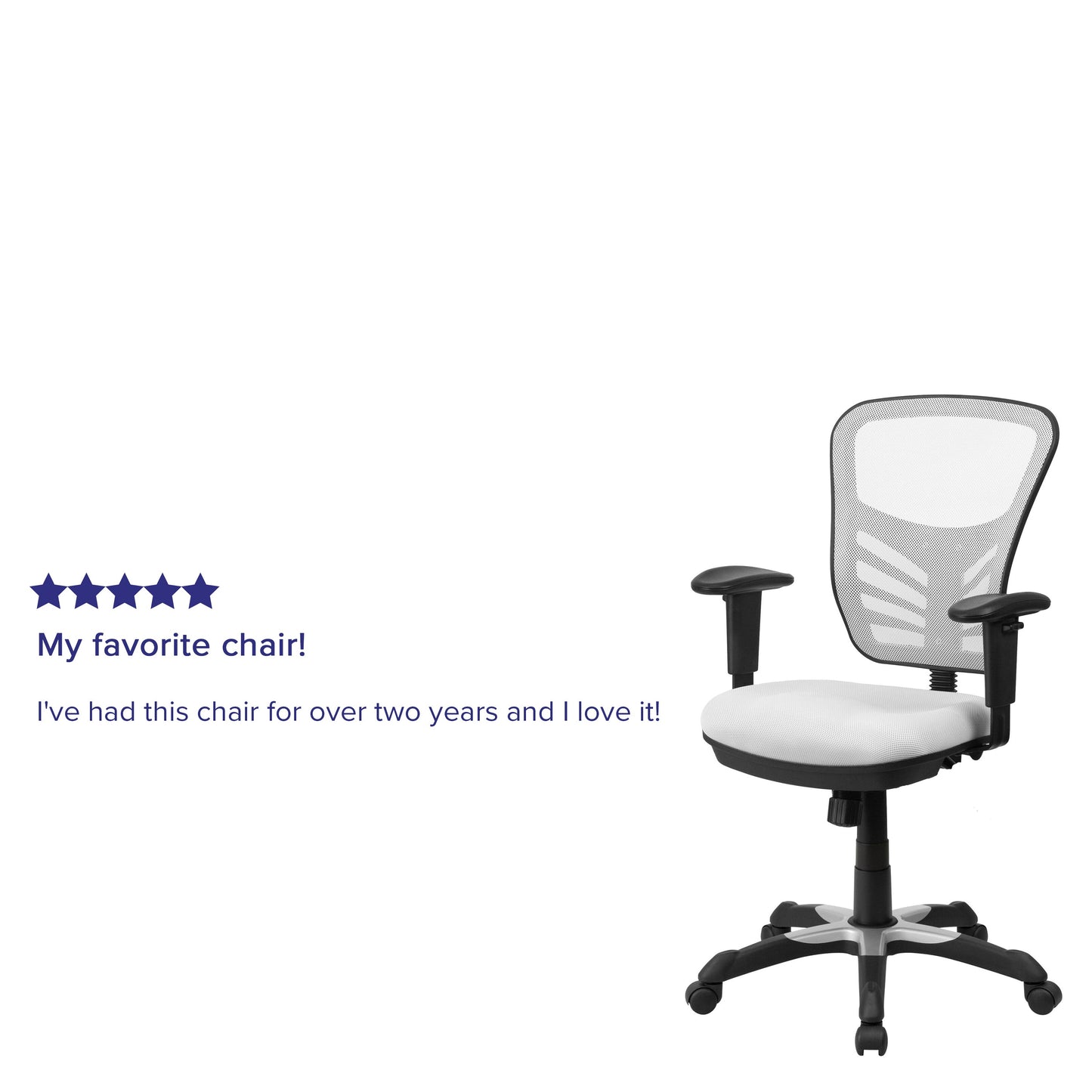 White Mid-Back Mesh Chair HL-0001-WH-GG