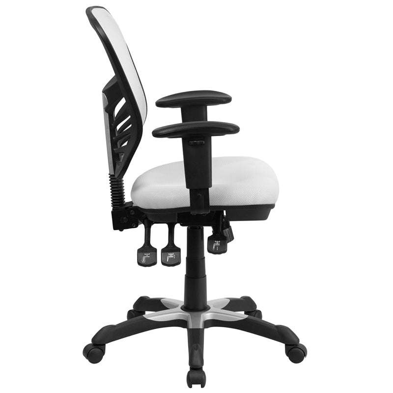 White Mid-Back Mesh Chair HL-0001-WH-GG