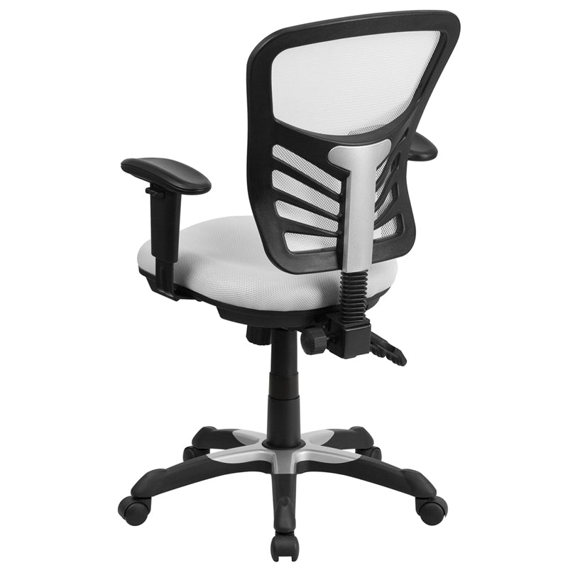 White Mid-Back Mesh Chair HL-0001-WH-GG