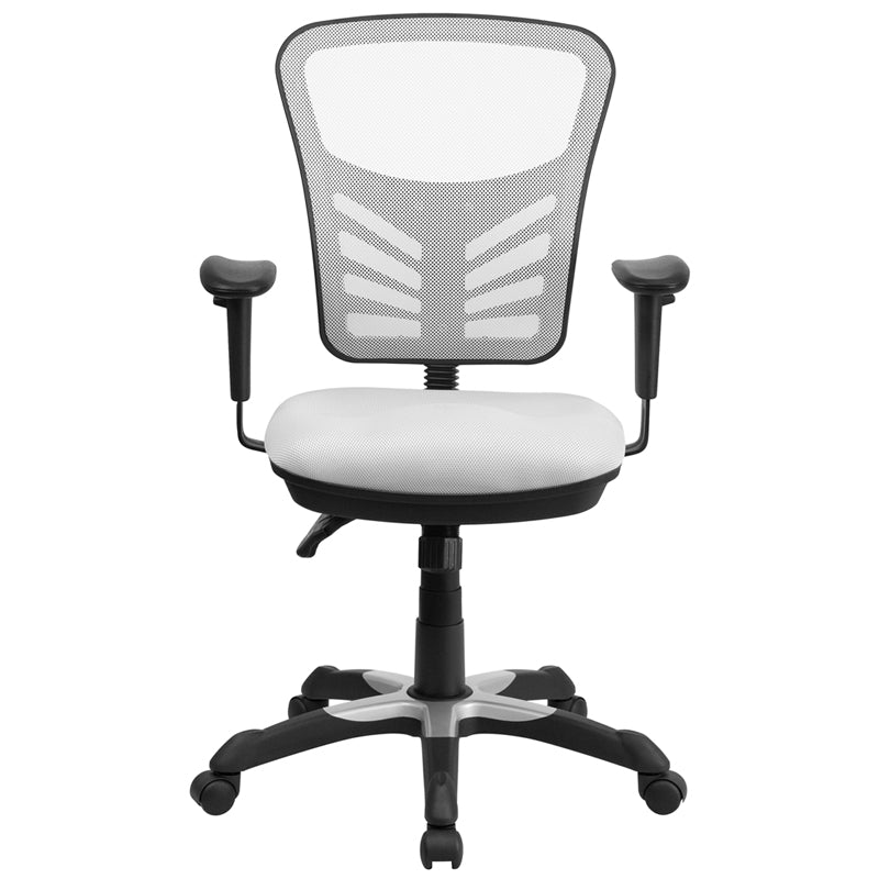 White Mid-Back Mesh Chair HL-0001-WH-GG