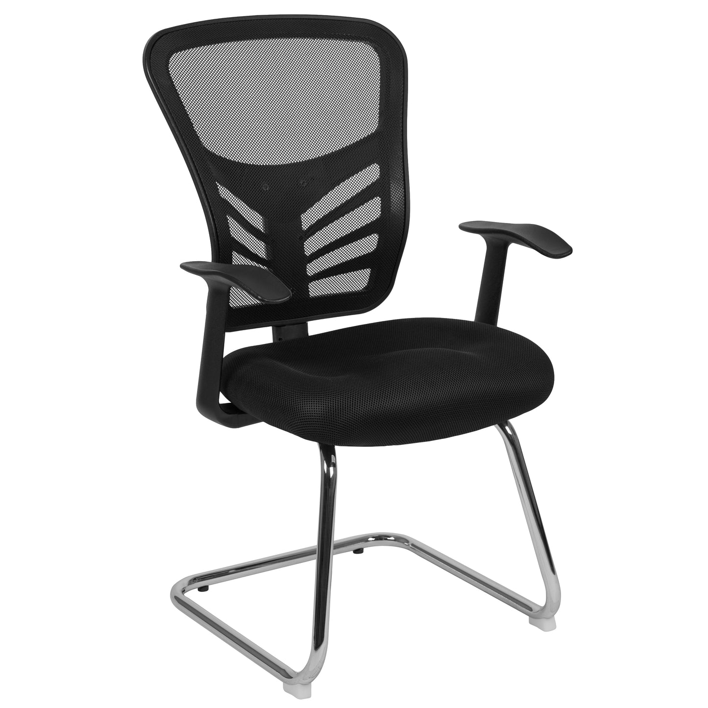 Black Mesh Sled Side Chair HL-0001B-BK-GG