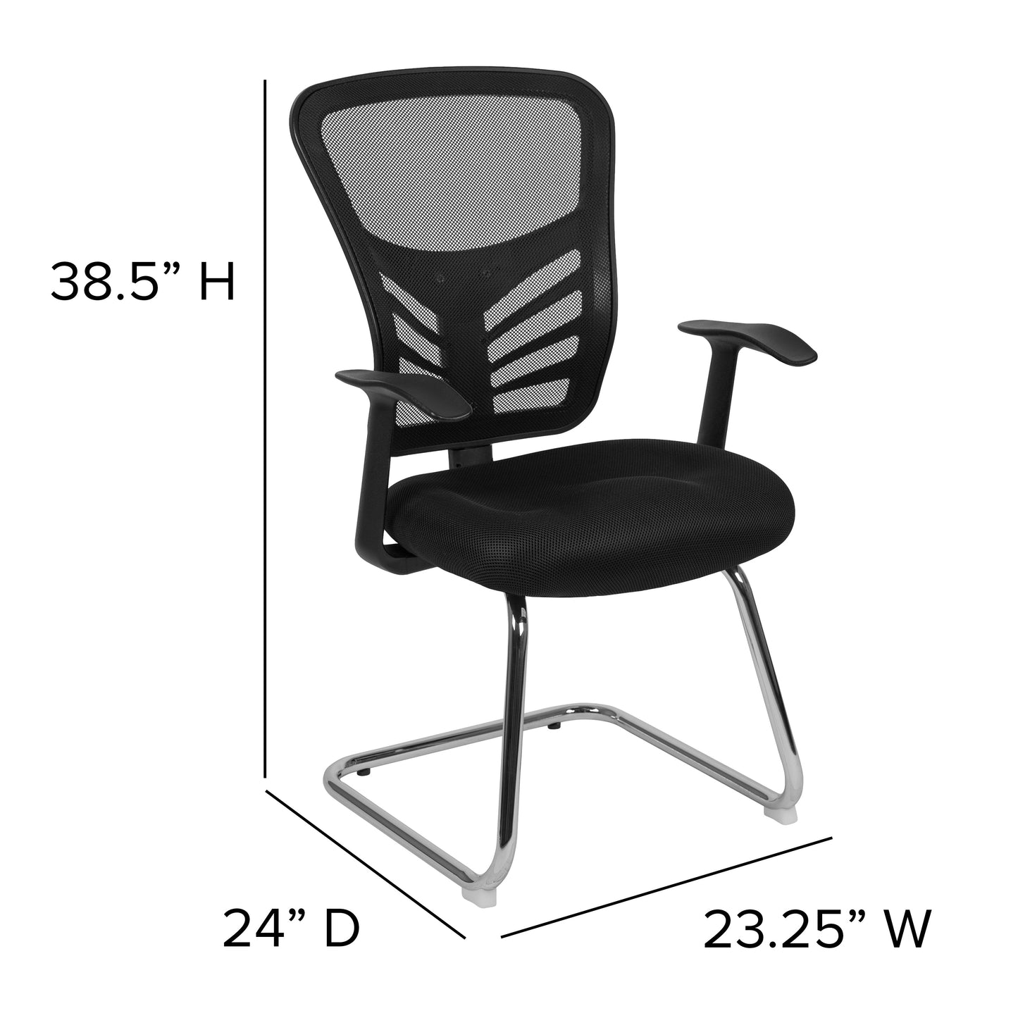 Black Mesh Sled Side Chair HL-0001B-BK-GG