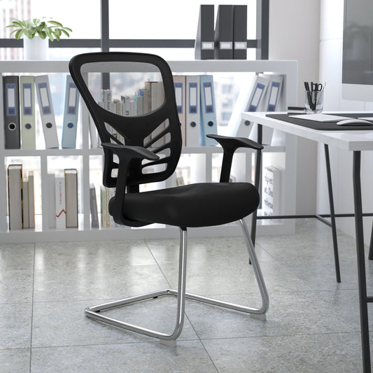 Black Mesh Sled Side Chair HL-0001B-BK-GG