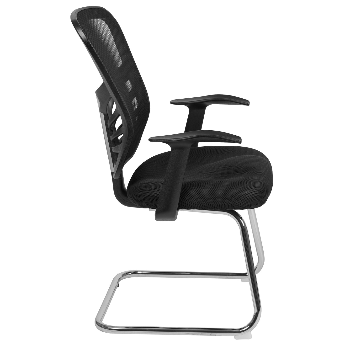 Black Mesh Sled Side Chair HL-0001B-BK-GG