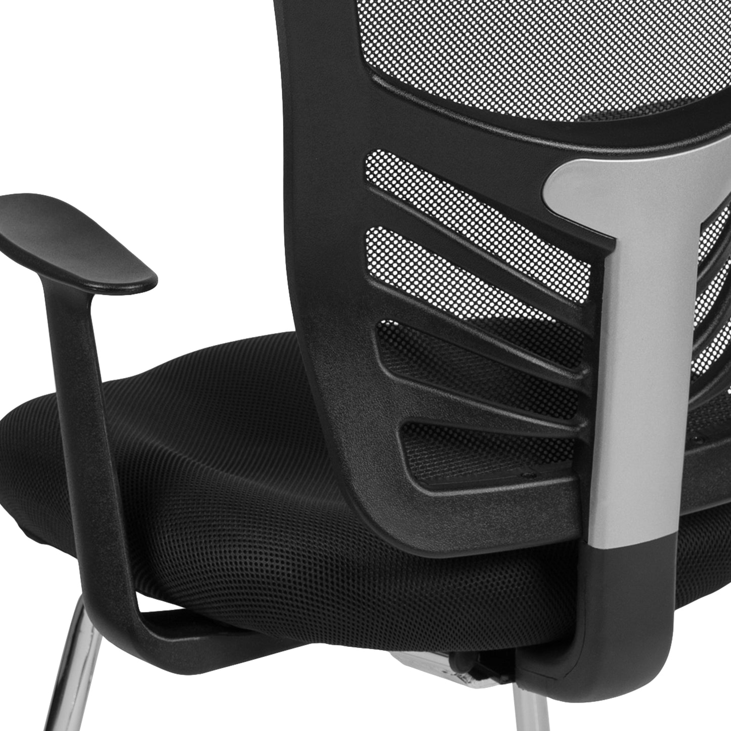 Black Mesh Sled Side Chair HL-0001B-BK-GG