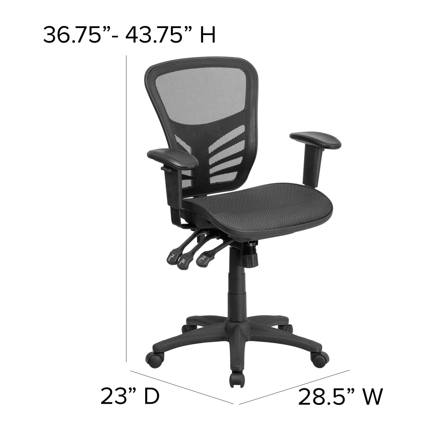 Black Mid-Back Mesh Chair HL-0001T-GG