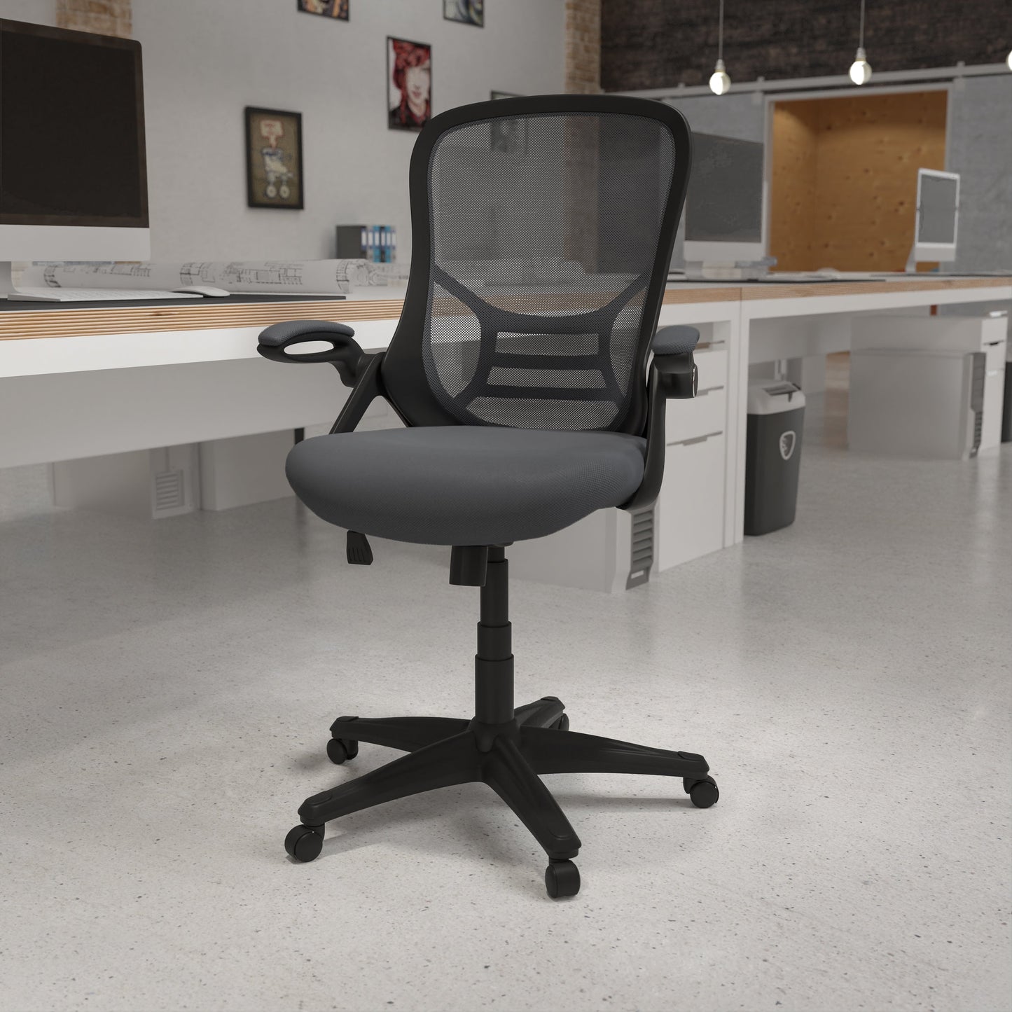 Dark Gray Mesh Office Chair HL-0016-1-BK-DKGY-GG